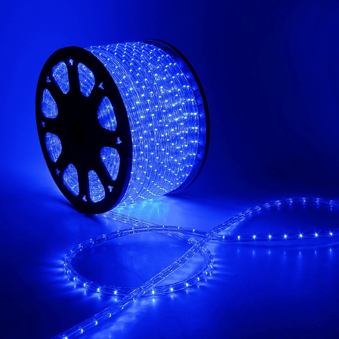 LED шнур 13 мм, круглый, 100 м, фиксинг, 2W-LEDм-36-220V. в компл. набор дподкл, СИНИЙ