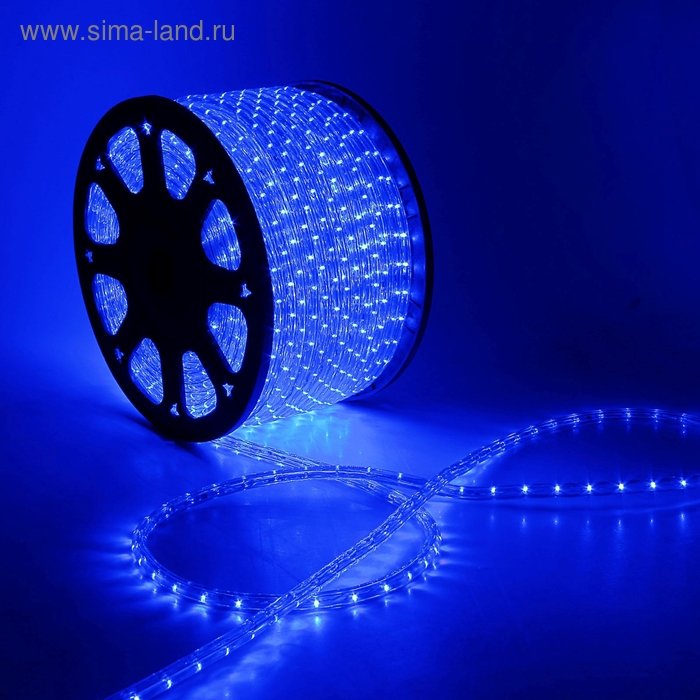 фото Led шнур 13 мм, круглый, 100 м, фиксинг, 2w-led/м-36-220v. в компл. набор д/подкл, синий luazon lighting