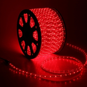 LED шнур 13 мм, круглый, 100 м, фиксинг, 2W-LED/м-36-220V. в компл. набор д/подкл, КРАСНЫЙ