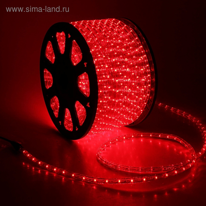 фото Led шнур 13 мм, круглый, 100 м, фиксинг, 2w-led/м-36-220v. в компл. набор д/подкл, красный luazon lighting