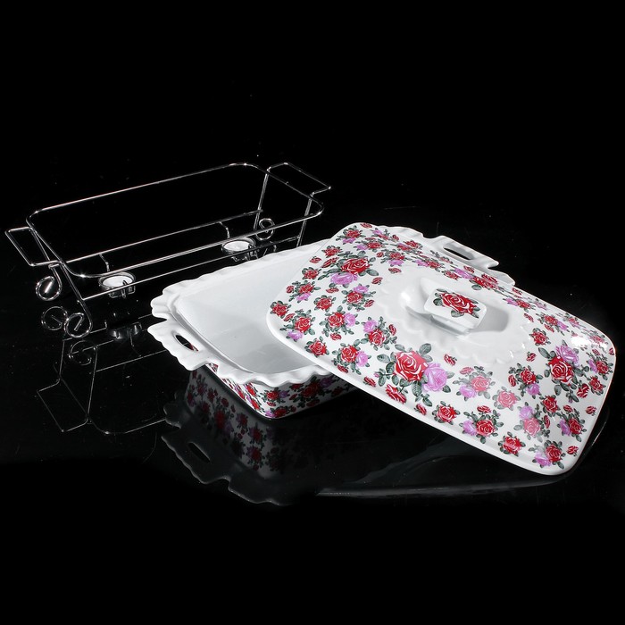 Мармит «Розы», с крышкой, 39 х 27 х 16 см