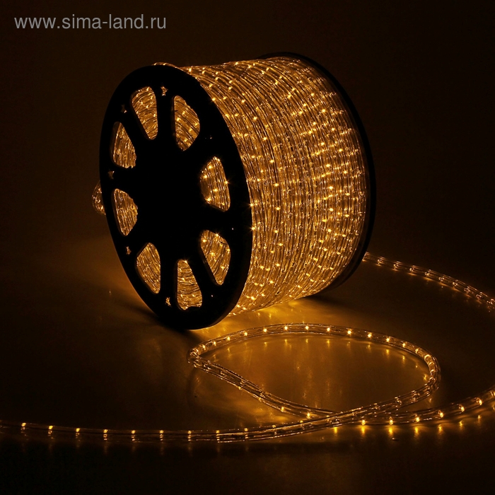 Световой шнур Luazon Lighting 13 мм, IP65, 100 м, 36 LED/м, 220 В, 2W, постоянное свечение, свечение жёлтое