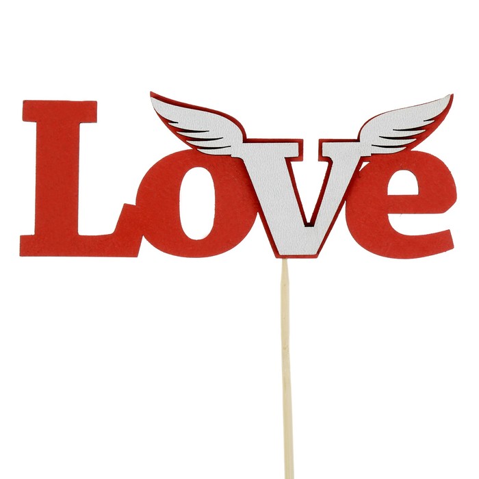Топпер с декоративными элементами "Love", красный