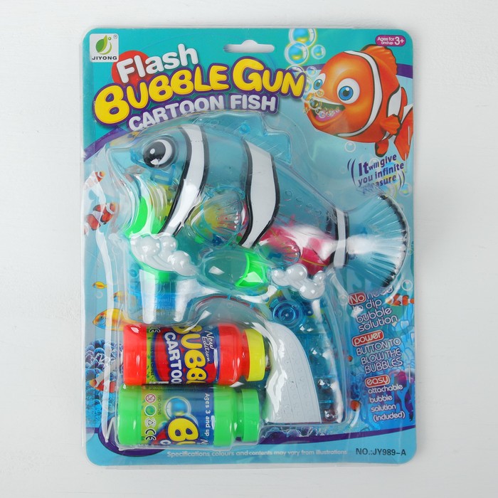 Мыльные пузыри рыбка на батарейках + 2 бан.с мыл.раст-м 989-JY/A