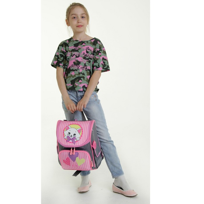 Ранец школьный "Кошечка", 34 х 25 х 13 см
