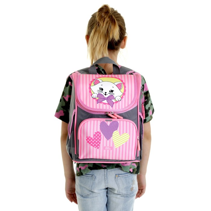 Ранец школьный "Кошечка", 34 х 25 х 13 см