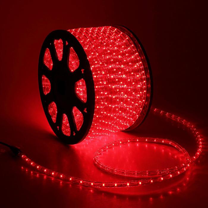 фото Led шнур 13 мм, круглый, 100 м, чейзинг, 3w-led/м-36-220v. в компл. набор д/подкл. красный luazon lighting