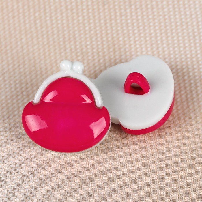 Пуговица детская на ножке "Кошелёк", 18мм, цвет розовый/белый