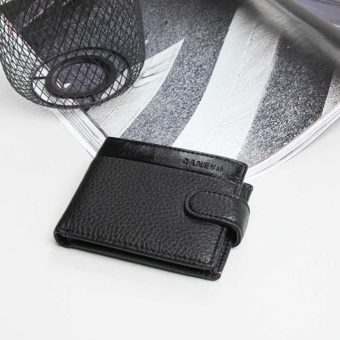 Портмоне мужское, 3 отдела, для карт, для монет, цвет чёрный