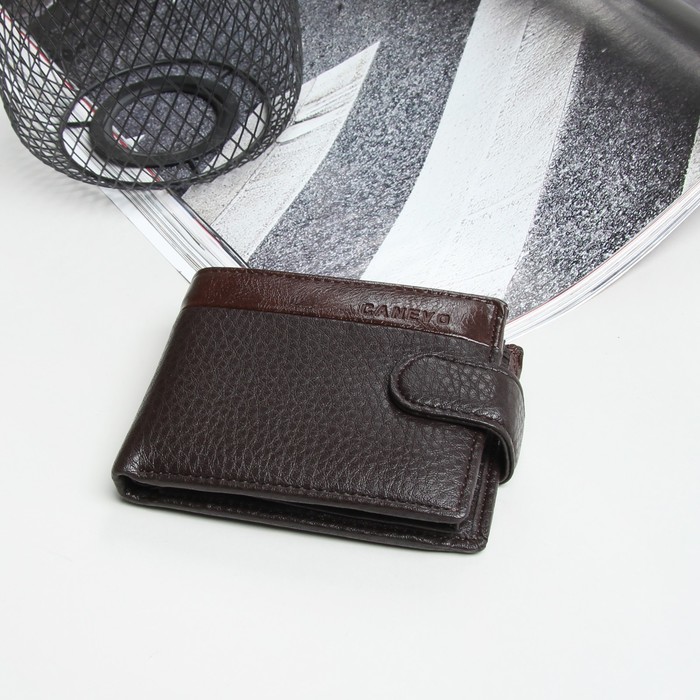 Портмоне мужское, 3 отдела, для карт, для монет, цвет коричневый