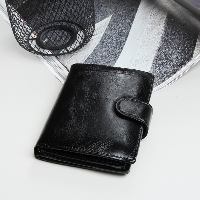 Портмоне мужское 3 в 1 (авто, паспорт), 2 отдела, для монет, для карт, цвет чёрный