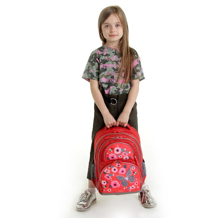 Рюкзак школьный с эргономической спинкой "Бабочки", 36 х 23 х 13 см