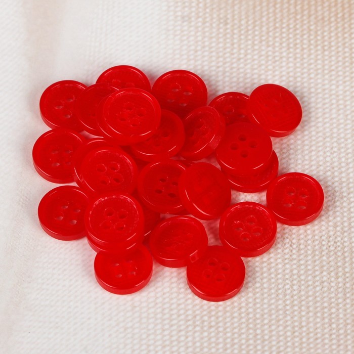 Пуговица блузочная/рубашечная, 4 прокола, 9мм, цвет красный
