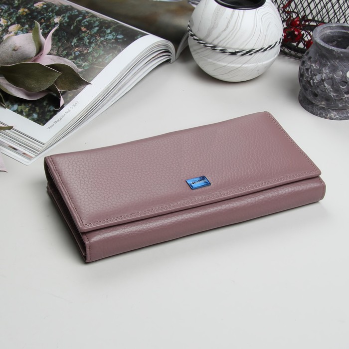 Кошелёк женский, 2 отдела рамка, 4 отдела, для карт, на клапане, цвет пудровый