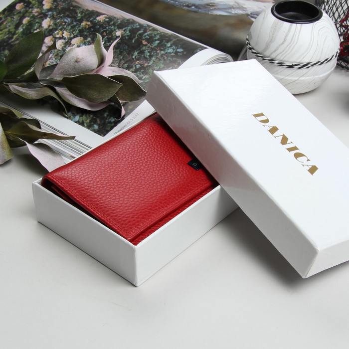 Кошелёк женский, 2 отдела рамка, 4 отдела, для карт, на клапане, цвет красный