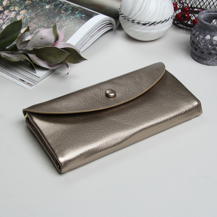 Кошелёк женский, 5 отделов, для карт, для монет, на клапане, цвет бронзовый