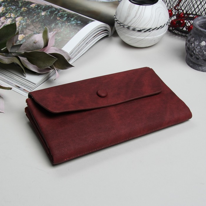 Кошелёк женский, 4 отдела, для карт, для монет, наружный карман, цвет бордовый