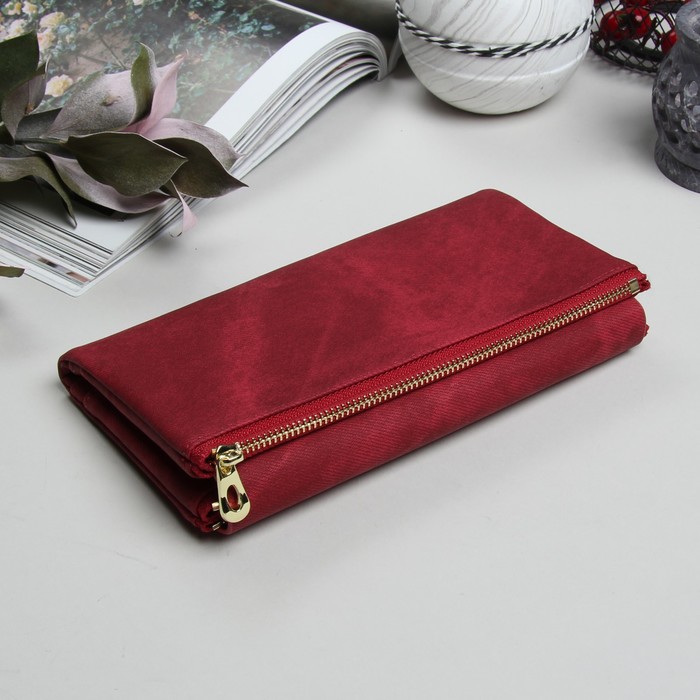 Кошелёк женский, 4 отдела, для карт, для монет, наружный карман, цвет красный