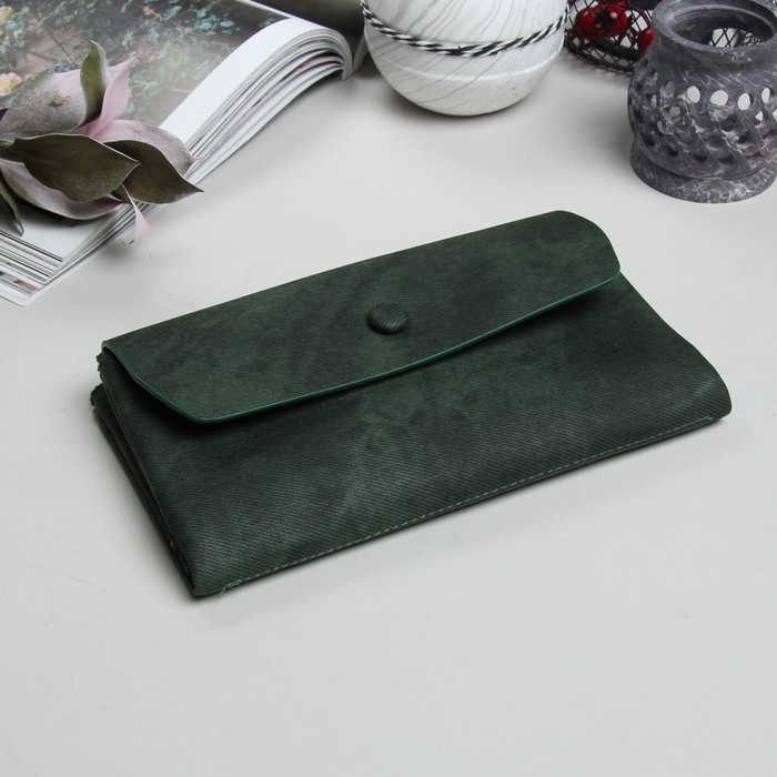 Кошелёк женский, 4 отдела, для карт, для монет, наружный карман, цвет зелёный