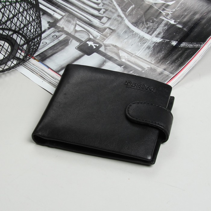 Портмоне мужское, 3 отдела, для карт, для монет, цвет чёрный