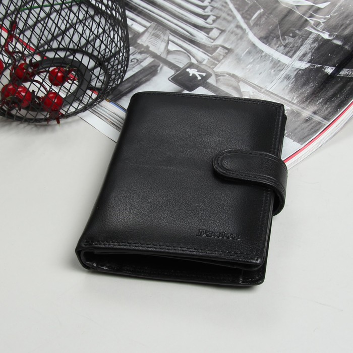 Портмоне 2 в 1(авто), 2 отдела, для карт, для монет, цвет чёрный