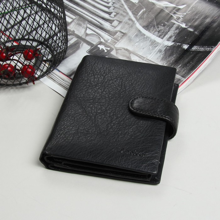 Портмоне мужское 3 в 1 (авто+паспорт), 2 отдела, для карт, для монет, цвет чёрный