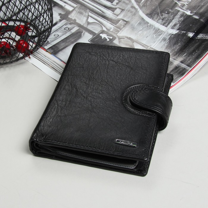 Портмоне мужское 3 в 1 (авто+паспорт), 2 отдела, для карт, для монет, цвет чёрный