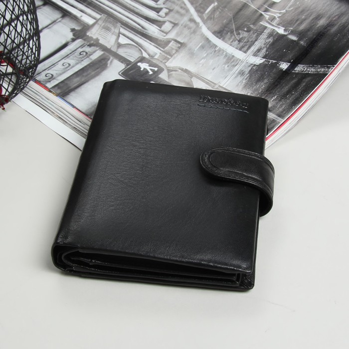 Портмоне мужское 3 в 1 (авто+паспорт), 2 отдела, для карт, для монет, цвет чёрный