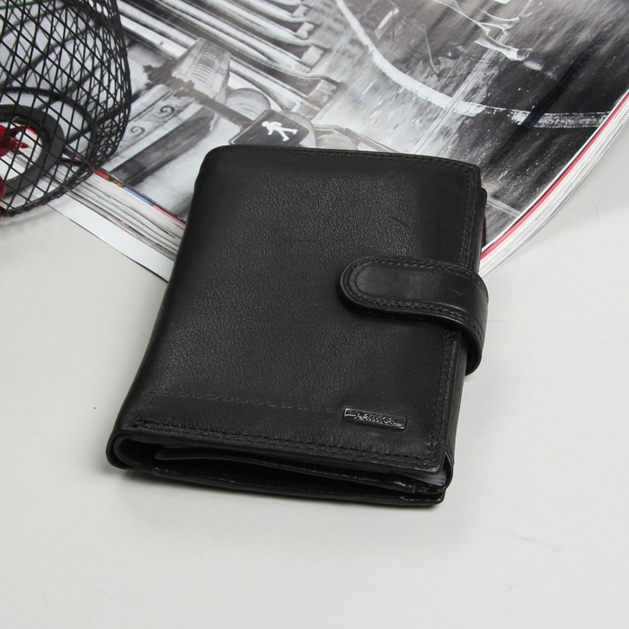 Портмоне мужское 3 в 1 (авто+паспорт), 2 отдела, для карт, для монет, цвет чёрный