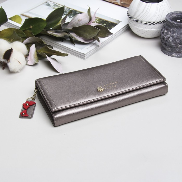 Кошелёк женский, 2 отдела рамка, 4 отдела для карт, цвет бронзовый