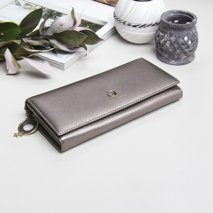 Кошелёк женский, 2 отдела рамка, 4 отдела для карт, цвет бронзовый