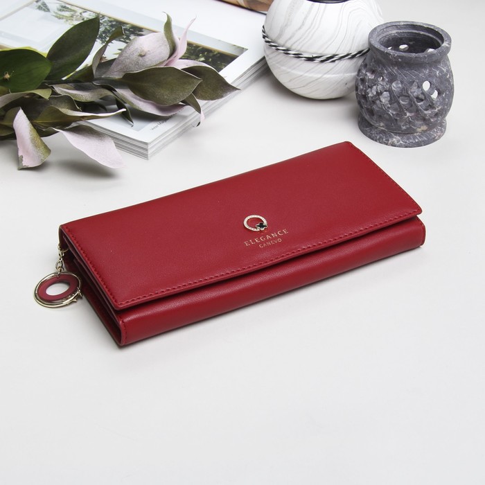 Кошелёк женский, 2 отдела рамка, 4 отдела для карт, цвет бордовый