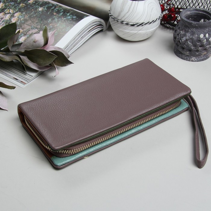 Кошелёк женский, 3 отдела, для карт, для монет, на молнии, наружный карман, цвет пудровый