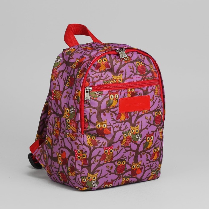 Рюкзак м-350, 22,5*13,5*28, отд на молнии, н/карман, Совы на розовом