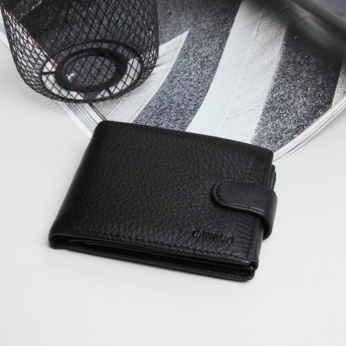 Портмоне мужское, 3 отдела, для карт, для монет, цвет чёрный