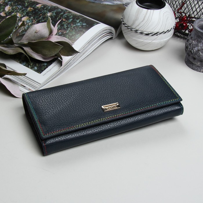 Кошелёк женский, 5 отделов, для карт, для монет, на клапане, цвет баклажановый