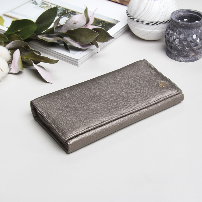 Кошелёк женский, 2 отдела рамка, 4 отдела для карт, цвет бронзовый