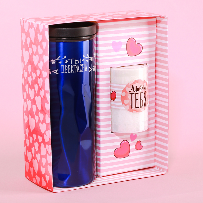 Набор "Идеальная пара": термостакан 550 мл, свеча