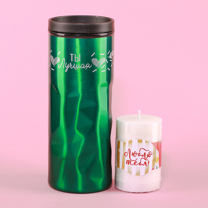 Набор "8 Марта": термостакан 550 мл, свеча