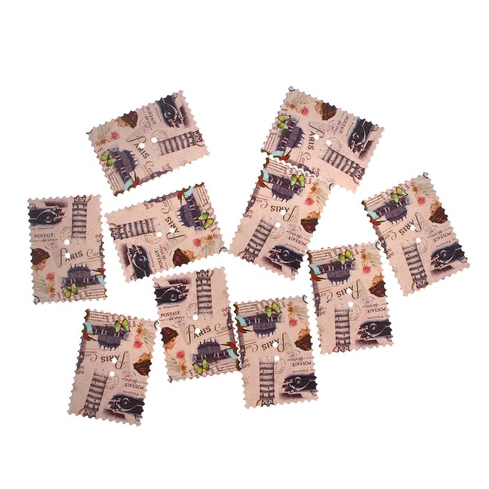 Набор пуговиц декоративных дерево "Винтаж. Путешествие" набор 10 шт 4х3