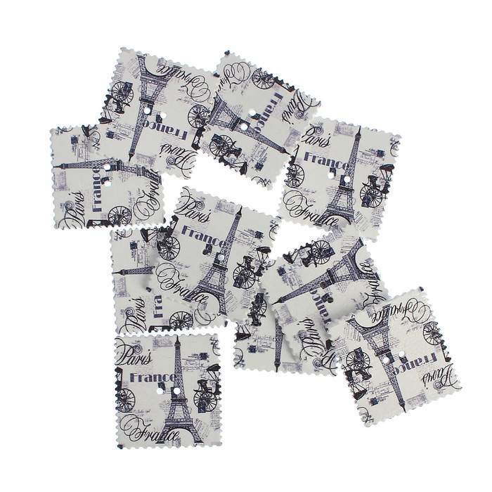 Набор пуговиц декоративных дерево "Париж" набор 10 шт 3,3х3,3 см