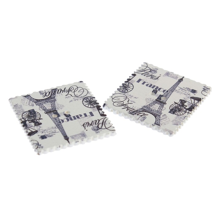 Набор пуговиц декоративных дерево "Париж" набор 10 шт 3,3х3,3 см