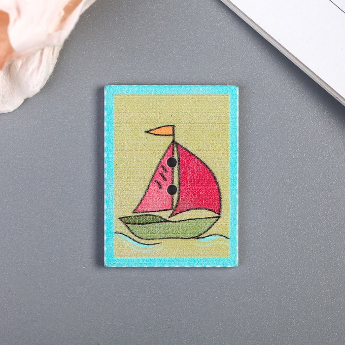 Набор пуговиц декоративных дерево "Кораблик" набор 10 шт