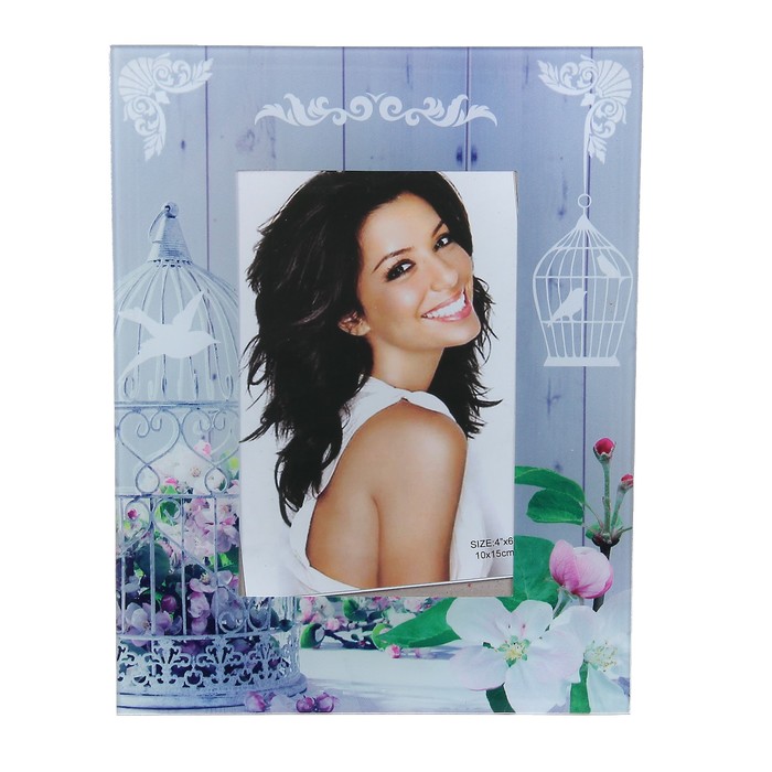Фоторамка стекло 10х15 см "Птичка в клетке" 21,7х17 см