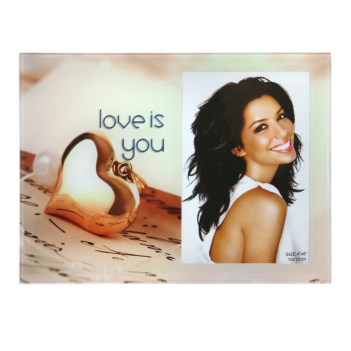 Фоторамка стекло 10х15 см "Кулон сердечко" 17х21,7 см