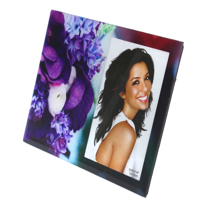 Фоторамка стекло 10х15 см "Букет в фиолетовых тонах" 17х21,7 см