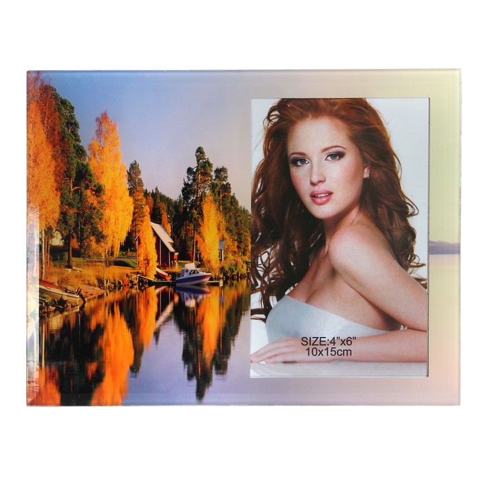 Фоторамка стекло 10х15 см "Осенний лес" 17х21,7 см