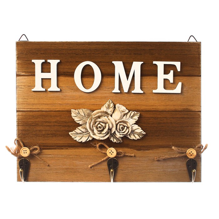 Крючки декоративные дерево "Home. Винтажные розы" 18х23х1,5 см
