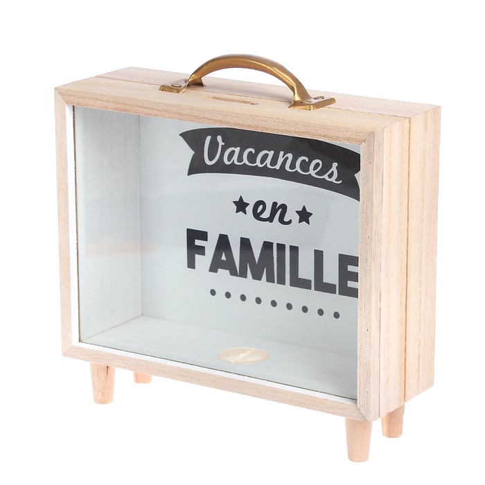 Копилка интерьерная дерево Vacances en famille 19х21х7,5 см