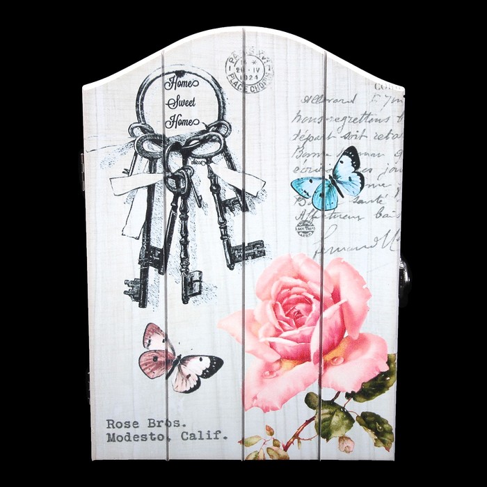 Ключница дерево "Ключи и розы" 30х21х5,2 см